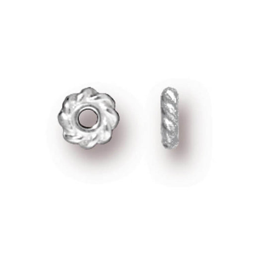 Buy Rondelle Twist Bead Flower Silver plated 4.5x1mm (10)