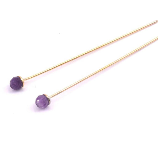 Buy Headpins gold plated 4,4cm With Faceted bead 3.5mm Amethyst (2)