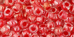 cc341 - Toho beads 6/0 inside colour crystal/tomato lined (10g)