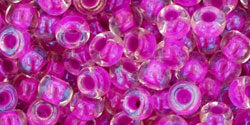 cc790 - toho beads 6/0 crystal/ opaque fuchsia lined (10g)