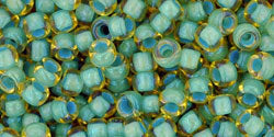 cc952 - Toho beads 8/0 rainbow light topaz/sea foam lined (10g)