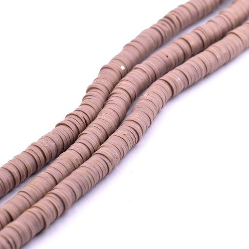 Heishi bead 6x0.5-1mm - taupe pink polymer clay (1 strand - 39cm)