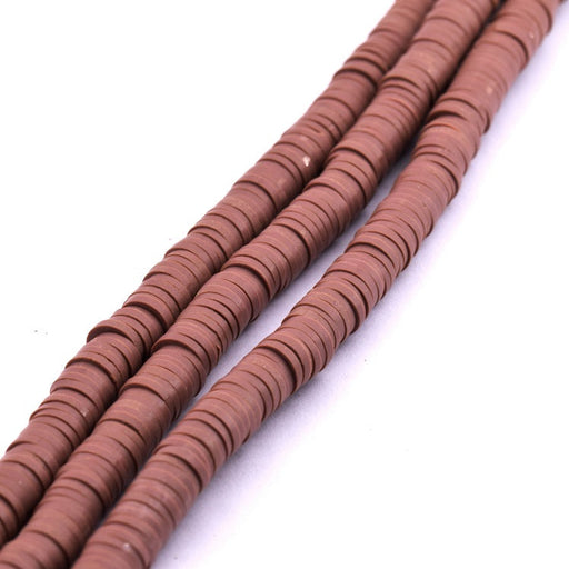 Buy Heishi bead 6x0.5-1mm - cappuccino brown polymer clay (1 strand - 39cm)