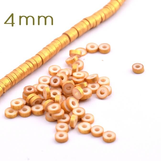 Heishi bead 4x1-1.5mm - golden polymer clay (1.5g)