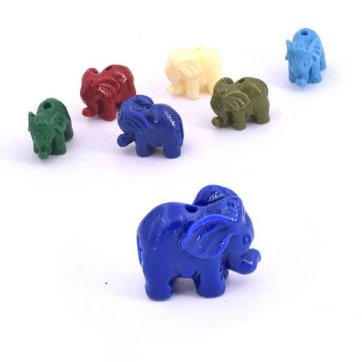 Buy Elephant resin bead dark blue - 11x14x8mm - Hole: 1.2mm (1)