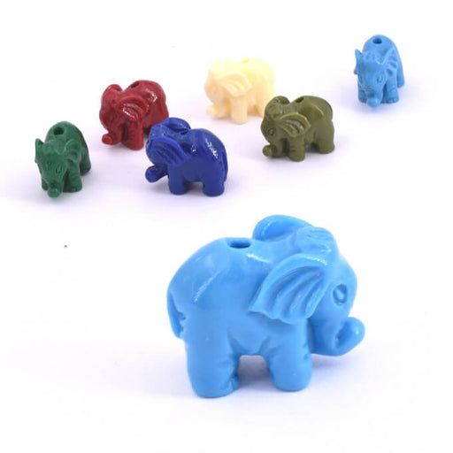 Buy Elephant resin bead turquoise - 11x14x8mm - Hole: 1.2mm (1)