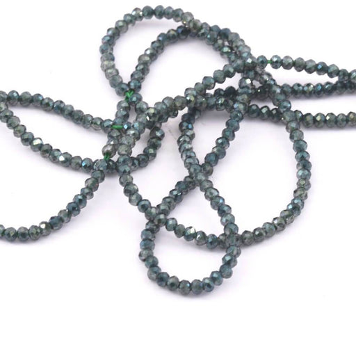 Buy Round glass faceted green AB 2mm, Hole: 0.6mm - 36cm (1 strand)