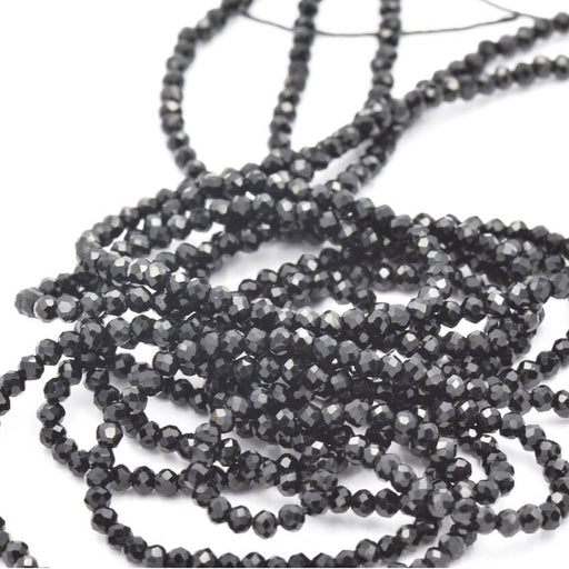 Buy Glass Round Beads Faceted Black 2mm Hole: 0.5mm (1 strand)