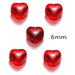 Glass beads Heart 6mm Red , 0.8mm Hole (5 beads)