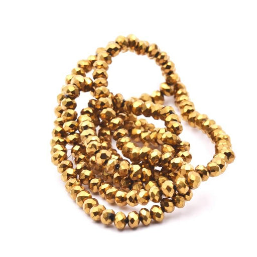 Glass Bead Golden Bronze, Faceted, 3mm, Hole: 0.5mm (1 strand)