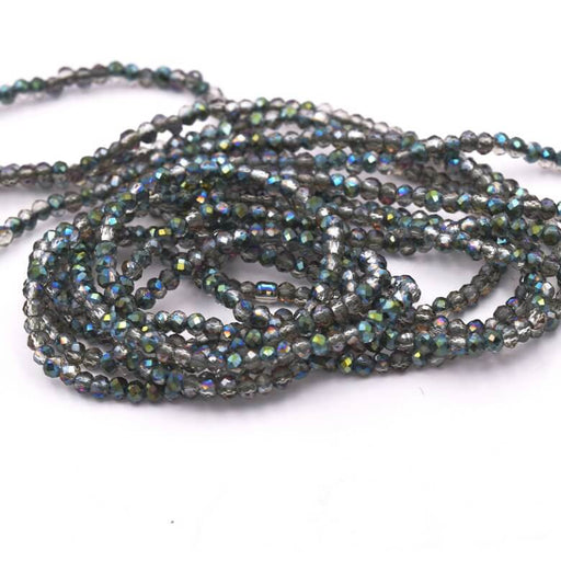 Buy Glass Bead Silver Gray AB Faceted 2mm - Hole: 0.5mm (1strand-36cm)