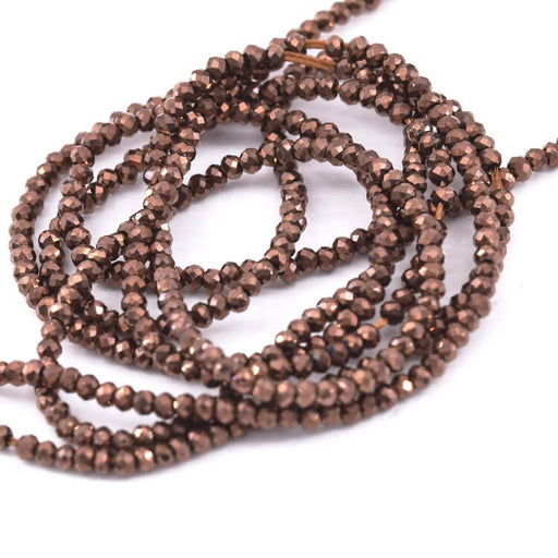 Buy Glass Bead Faceted Brown 2mm - Hole: 0.8mm (1strand-35cm)