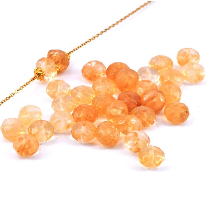Faceted Rondelle Donut Beads Glass Citrine - 8x5mm (32)