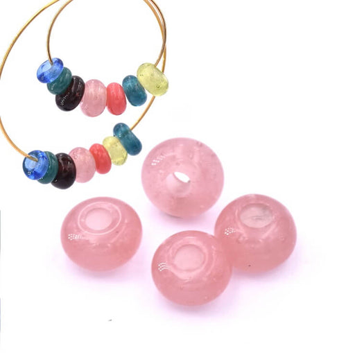 Buy Ethnic glass donut wheel bead - pink 7.5-8mm (4)