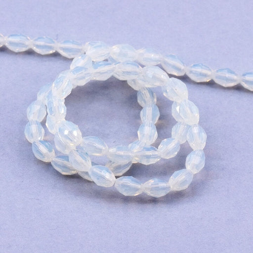 Oval Bead Glass Faceted Opalite - 6x4mm - Hole: 0.8mm (1 Strand-40cm)