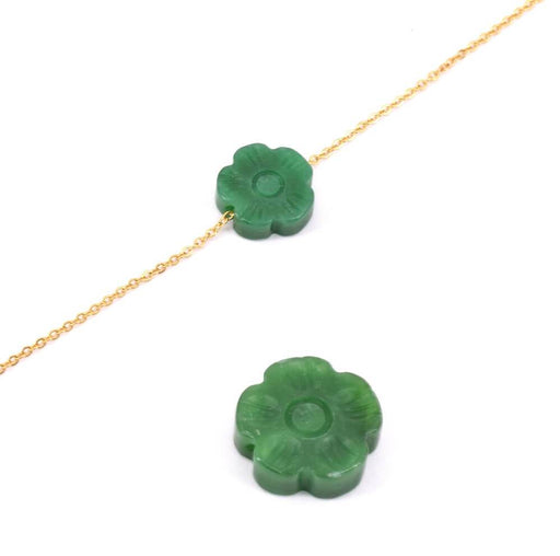Buy Bead flower dyied jade green carved 12x4mm (1)