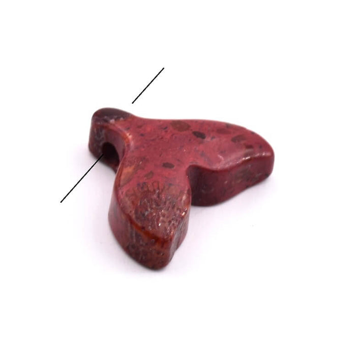 Whale Tail Pendant Carved Red Jasper Pendant 15x13mm - Hole: 1mm (1)