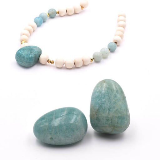 Pebble Pendant Amazonite 23-26x16-20x13-15mm - hole: 1mm (1)