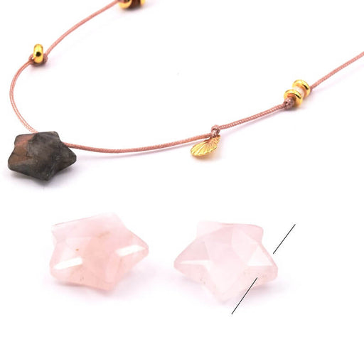 Buy Star Pendant Rose Quartz Faceted 14mm - Hole: 0.7mm (1)