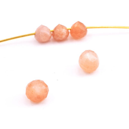 Buy Drop bead Pendants Faceted Natural Sunstone orange- 4-5mm - Hole: 0.9mm (5)