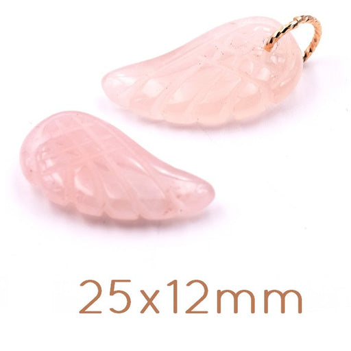 Buy Wing carved gemstone rose Quartz 25x12mm - Hole 1.2mm (1)