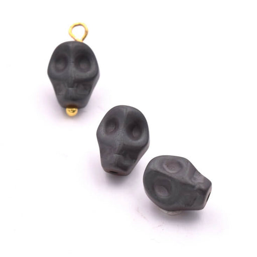 Bead Skull Imitation Hematite 10x8mm - Hole: 1mm (2)