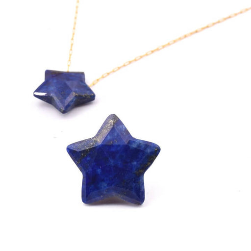 Buy Star Pendant Lapis Lazuli Carved 14mm - Hole: 0.7mm (1)