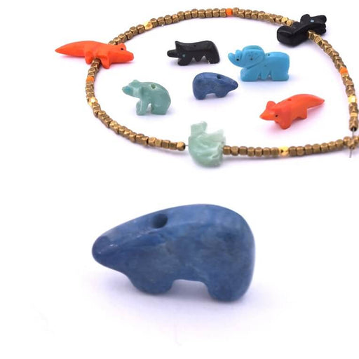 Jade Blue bead - tiny bear shape - 13x9mm - Hole: 0.8mm (1)