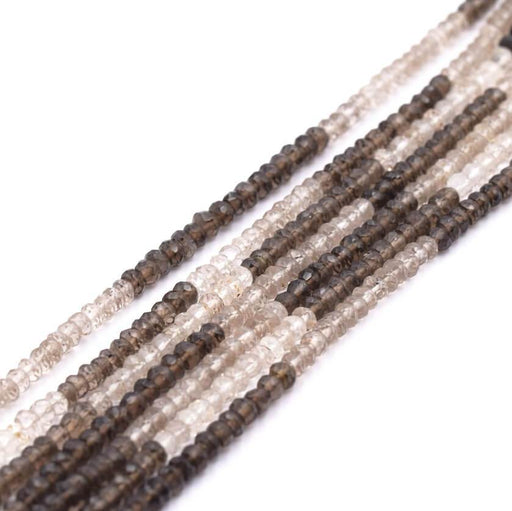 Heishi beads faceted smoky QUARTZ gradient 3.5x2mm, 39cm (1 strand)