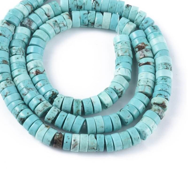 Heishi Ethnic beads Howlite tinted turquoise 6x3 mm - hole 0.9 mm, 39 cm (1)