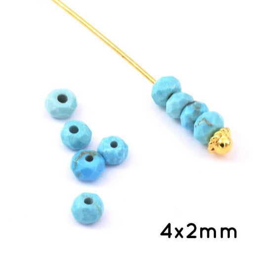 Buy Turquoise Howlite Beads Faceted Rondelles 4x2mm - Hole: 0.5mm (10)