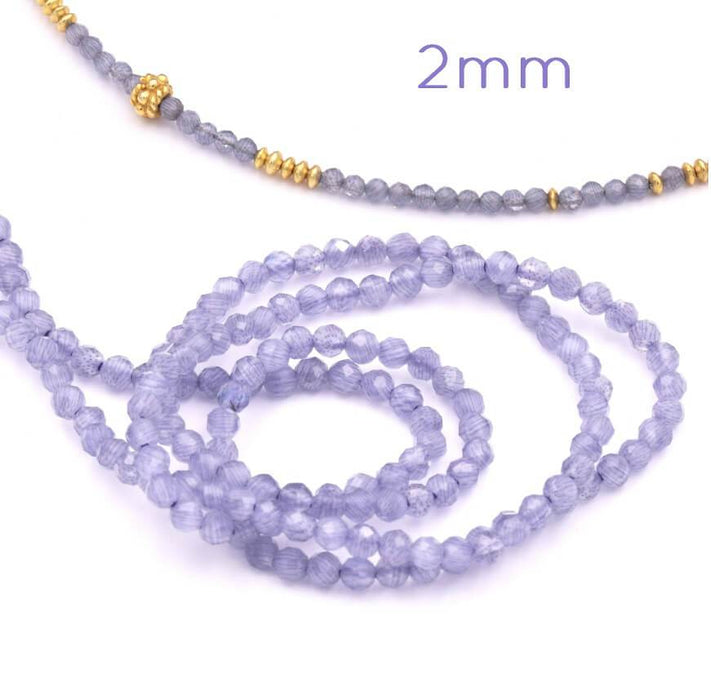 Agate Faceted Round Beads purple Lilac 2mm - 35cm (1 strand)