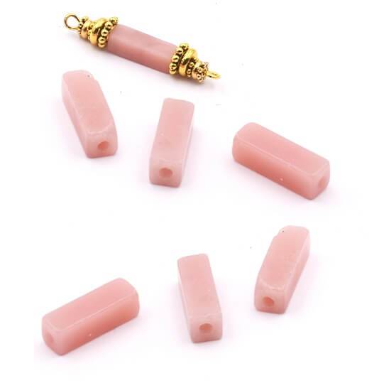 Pink Opal Cubic Rectangular Beads 14x4 mm - Hole: 0.9 mm (6)