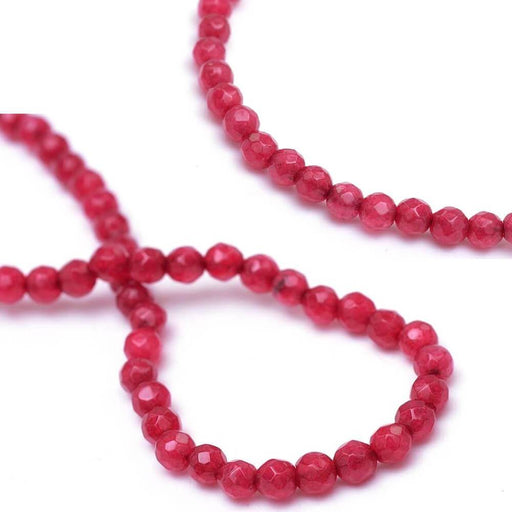 Buy Round Faceted Bead Jade Raspberry Red dyed - 3mm - hole: 0.8mm (1)