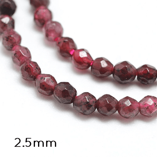 Buy Natural Garnet Faceted Round Beads 2.5mm Hole: 0.5 - per strand (1 strand)
