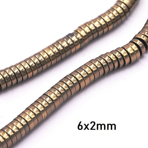 Buy Heishi Hematite Rondelle Beads Light Bronze 6x2mm (100 beads)