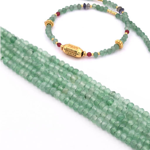 Buy Natural Jade Dyed faceted rondelle light green 4x2,5mm - hole:0,8mm (1 strand)
