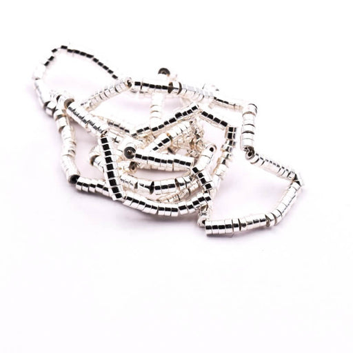 Hematite Heishi Rondelle Beads Silver Plated 2mm (1 strand)