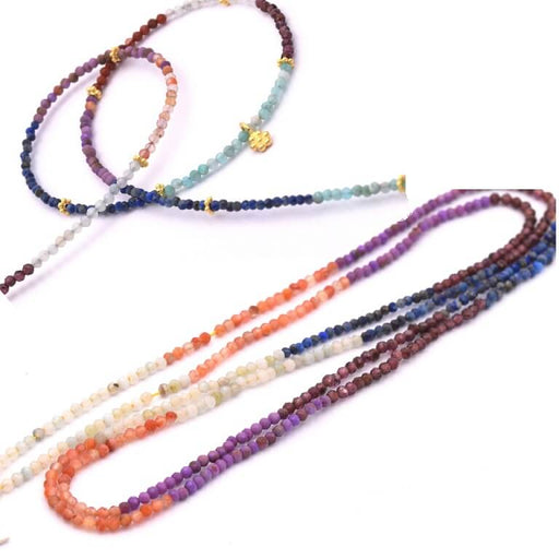 Mix n°1 Gems Faceted Round Beads 1.8- 2mm - Strand 41cm (1 Strand)