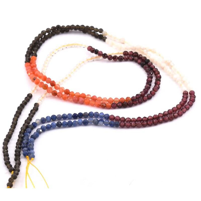 Mix n°4 Gems Faceted Round Beads 2mm - Hole: 0.5mm (1 Strand-39cm)