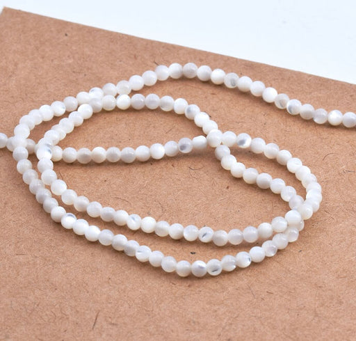 White Shell Round Beads 2mm - Hole: 0.5mm (1strand - 39cm)