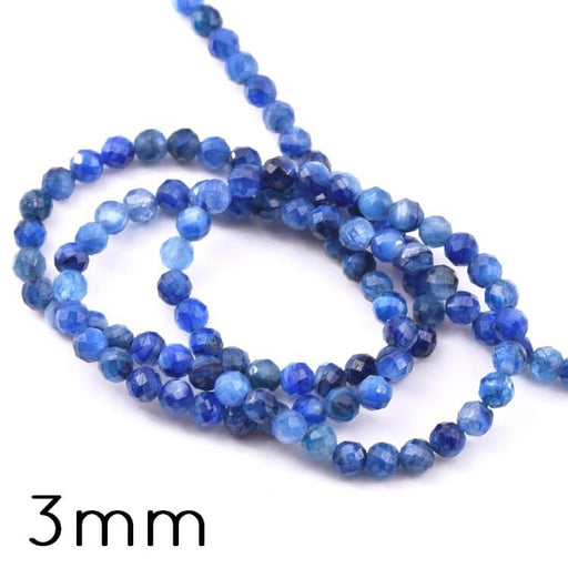 Round Faceted Beads Kyanite 3mm - Hole: 0.6mm (1 strand 38cm)