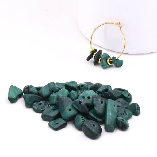 Buy Chips Beads Natural Malachite 3-5x7-13mm - Hole: 0.7mm (10g)