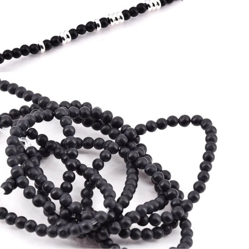 Buy Round Beads Black Onys MAT 3mm - Hole: 1mm (1 Strand-38cm)