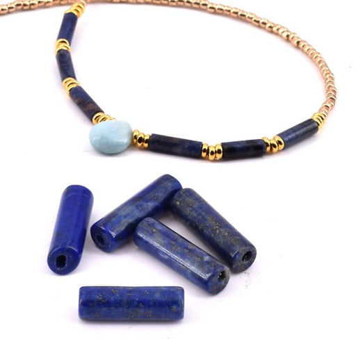 Buy Cylinder Beads Natural Lapis lazuli 12x4mm - Hole: 1mm (5)