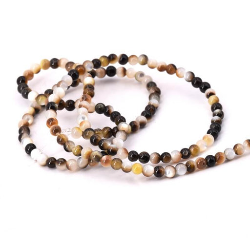 Buy Round Bead Natural Black shell 3mm - Hole: 0.6mm (1 Strand-35cm)