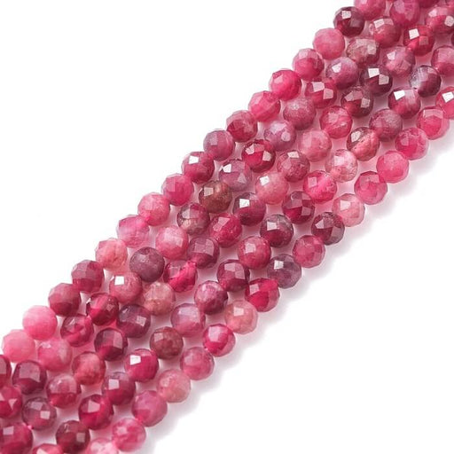 Buy Faceted round pink tourmaline bead 3.5mm (1 Strand-38cm)