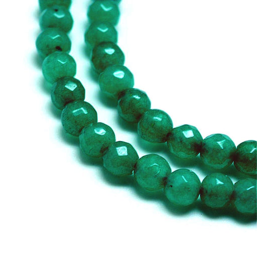Natural jade dyed GREEN faceted, 4mm, hole 1mm apx: 90 beads (1 strand)