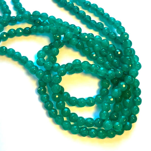 Buy Jade Natural dyied GREEN DUCK faceted beads - 4mm (1 strand)