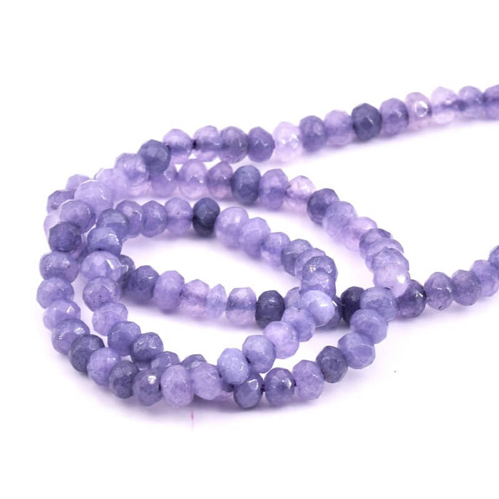 Rondelle Beads Faceted Jade Dyed Lilac - 4x2.5mm - Hole: 1mm (1 strand-34cm)
